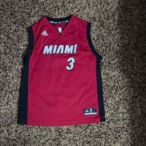adidas Red and Black Miami #3 Kids Basketball Jersey